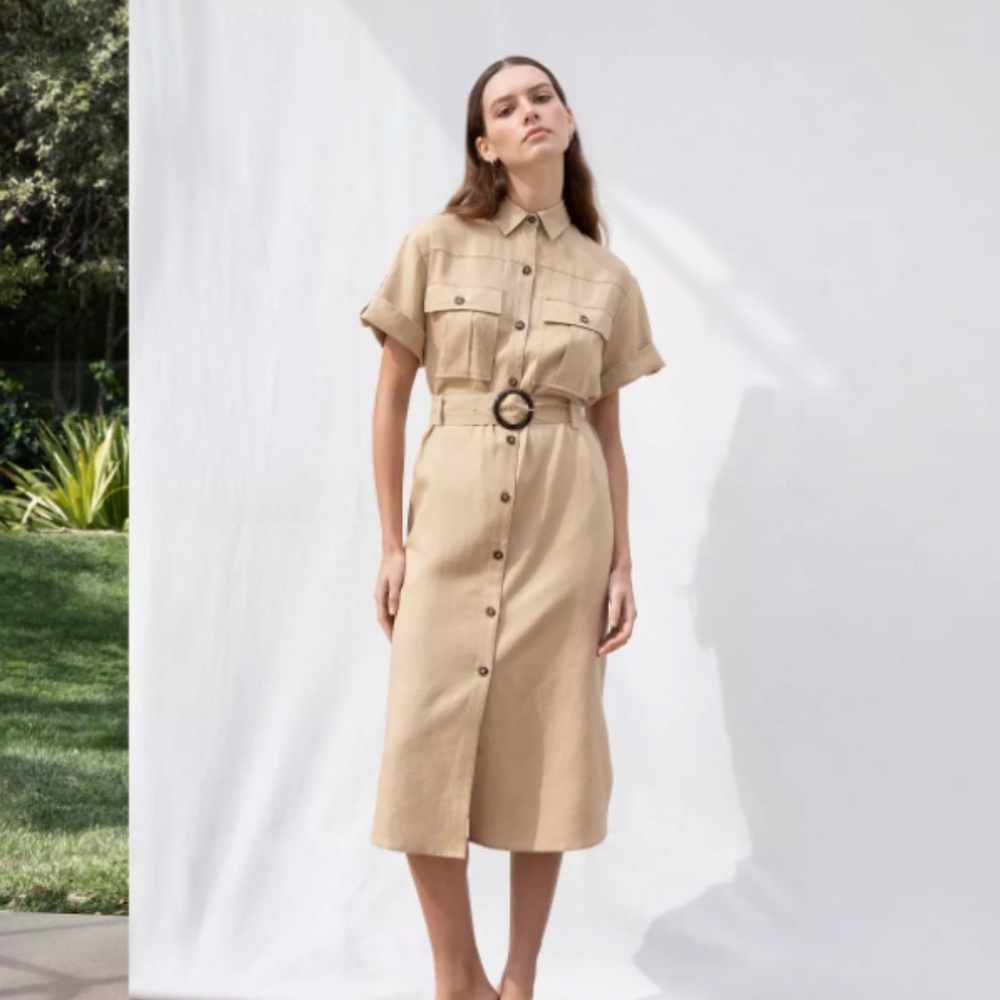 Khaki short sleeve dress from Who What Wear